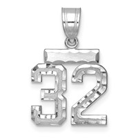 14K White Gold Small Brushed Diamond-cut Number 32 Charm view 1