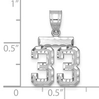 14K White Gold Small Brushed Diamond-cut Number 33 Charm view 2