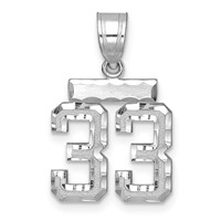 14K White Gold Small Brushed Diamond-cut Number 33 Charm view 1