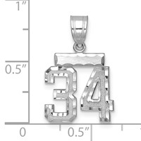 14kw Small Brushed Diamond-cut Number 34 Charm view 2