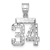 14kw Small Brushed Diamond-cut Number 34 Charm view 1