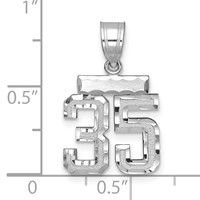 14K White Gold Small Brushed Diamond-cut Number 35 Charm view 2