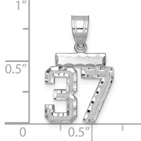 14K White Gold Small Brushed Diamond-cut Number 37 Charm view 2