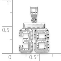 14kw Small Brushed Diamond-cut Number 38 Charm view 2