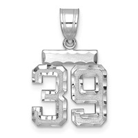 14K White Gold Small Brushed Diamond-cut Number 39 Charm view 1