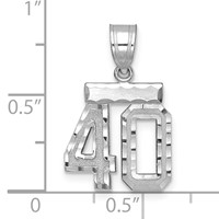 14K White Gold Small Brushed Diamond-cut Number 40 Charm view 2
