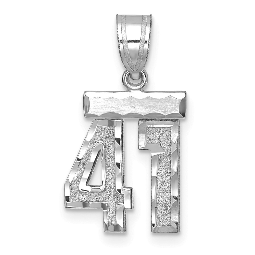 14kw Small Brushed Diamond-cut Number 41 Charm