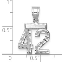 14K White Gold Small Brushed Diamond-cut Number 42 Charm view 2