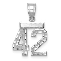 14K White Gold Small Brushed Diamond-cut Number 42 Charm view 1