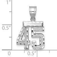 14K White Gold Small Brushed Diamond-cut Number 45 Charm view 2