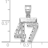 14K White Gold Small Brushed Diamond-cut Number 47 Charm view 2