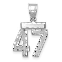 14K White Gold Small Brushed Diamond-cut Number 47 Charm view 1