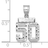 14K White Gold Small Brushed Diamond-cut Number 50 Charm view 2