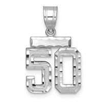 14K White Gold Small Brushed Diamond-cut Number 50 Charm view 1