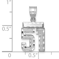 14K White Gold Small Brushed Diamond-cut Number 51 Charm view 2
