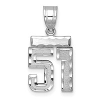 14K White Gold Small Brushed Diamond-cut Number 51 Charm view 1