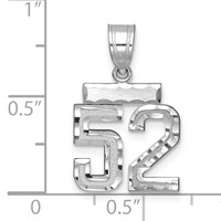 14K White Gold Small Brushed Diamond-cut Number 52 Charm view 2