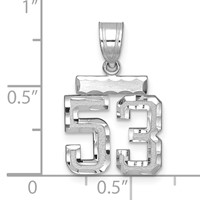 14K White Gold Small Brushed Diamond-cut Number 53 Charm view 2