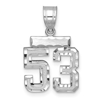 14K White Gold Small Brushed Diamond-cut Number 53 Charm view 1