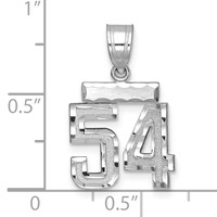 14K White Gold Small Brushed Diamond-cut Number 54 Charm view 2