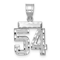 14K White Gold Small Brushed Diamond-cut Number 54 Charm view 1