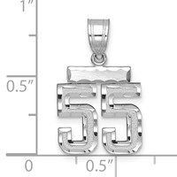 14K White Gold Small Brushed Diamond-cut Number 55 Charm view 2