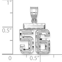 14K White Gold Small Brushed Diamond-cut Number 56 Charm view 2
