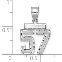 14K White Gold Small Brushed Diamond-cut Number 57 Charm view 2