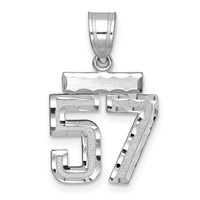 14K White Gold Small Brushed Diamond-cut Number 57 Charm view 1