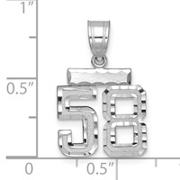 14K White Gold Small Brushed Diamond-cut Number 58 Charm view 2