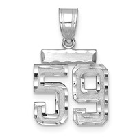 14K White Gold Small Brushed Diamond-cut Number 59 Charm view 1