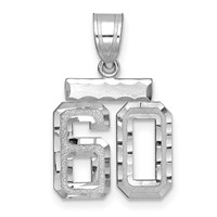 14kw Small Brushed Diamond-cut Number 60 Charm view 1