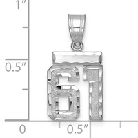 14K White Gold Small Brushed Diamond-cut Number 61 Charm view 2