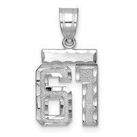 14K White Gold Small Brushed Diamond-cut Number 61 Charm view 1