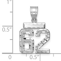 14kw Small Brushed Diamond-cut Number 62 Charm view 2