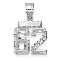 14kw Small Brushed Diamond-cut Number 62 Charm view 1