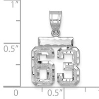 14K White Gold Small Brushed Diamond-cut Number 63 Charm view 2