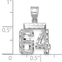 14K White Gold Small Brushed Diamond-cut Number 64 Charm view 2