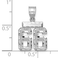 14K White Gold Small Brushed Diamond-cut Number 66 Charm view 2