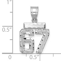 14kw Small Brushed Diamond-cut Number 67 Charm view 2