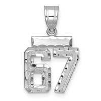 14kw Small Brushed Diamond-cut Number 67 Charm view 1
