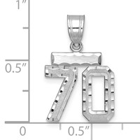 14K White Gold Small Brushed Diamond-cut Number 70 Charm view 2