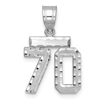 14K White Gold Small Brushed Diamond-cut Number 70 Charm view 1