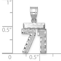 14K White Gold Small Brushed Diamond-cut Number 71 Charm view 2
