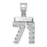 14K White Gold Small Brushed Diamond-cut Number 71 Charm view 1