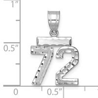 14K White Gold Small Brushed Diamond-cut Number 72 Charm view 2