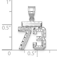 14kw Small Brushed Diamond-cut Number 73 Charm view 2