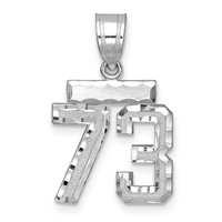 14kw Small Brushed Diamond-cut Number 73 Charm view 1