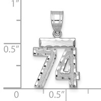 14kw Small Brushed Diamond-cut Number 74 Charm view 2