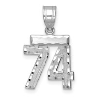 14kw Small Brushed Diamond-cut Number 74 Charm view 1